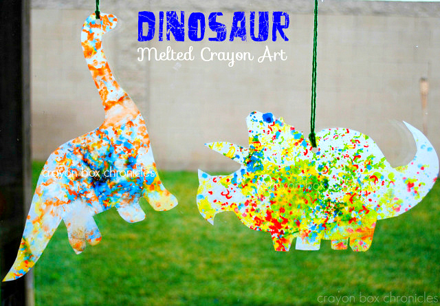 Dinosaur Melted Crayon Art by Crayon Box Chronicles 
