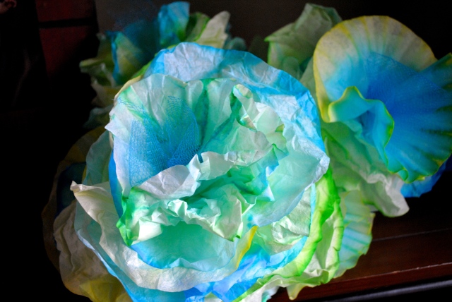 Dyed Coffee Filter Sea Coral - Under The Sea Birthday Party @ Crayon Box Chronicles 