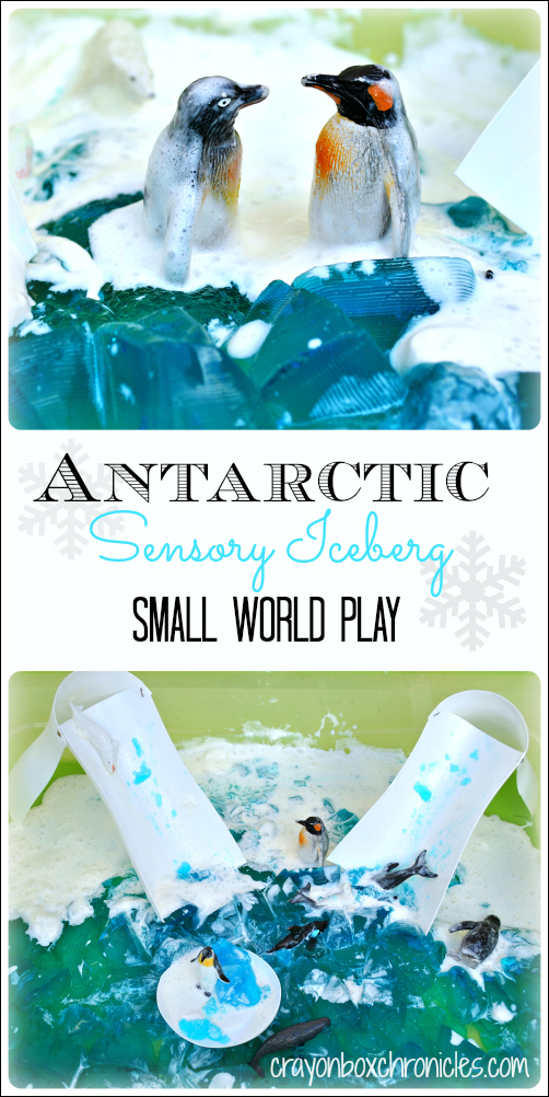 Antarctic Sensory Iceberg & Small World Play - Winter Sensory Play Series by Crayon Box Chronicles