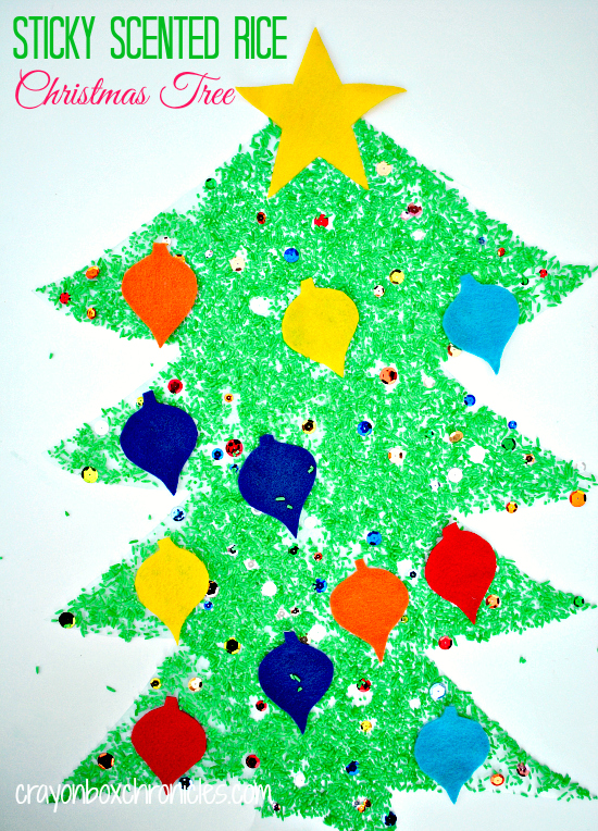 Sticky Scented Rice Christmas Tree by Crayon Box Chronicles
