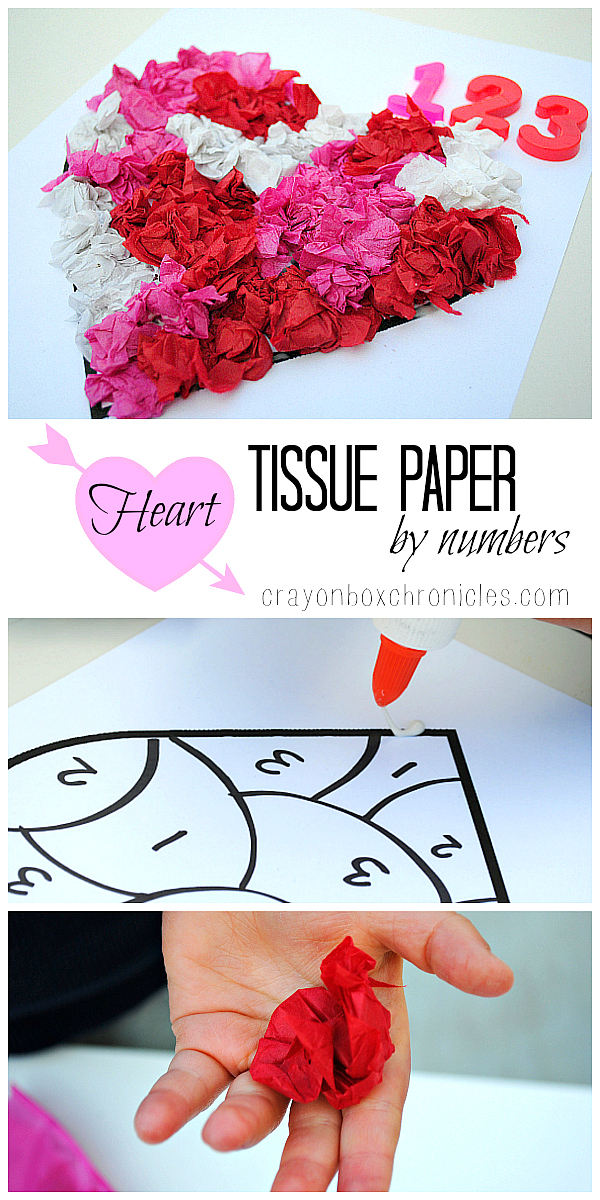 Heart Tissue Paper by Number Craft by Crayon Box Chronicles