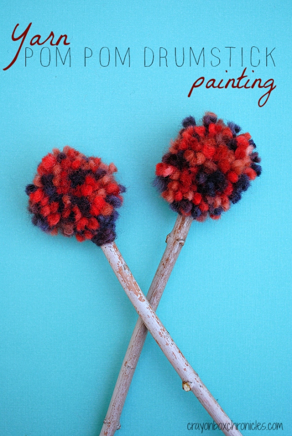 Yarn Pom Pom Drumstick Painting by Crayon Box Chronicles