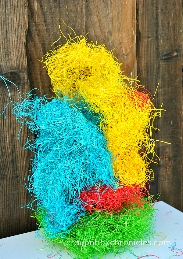 sculpting colored hay
